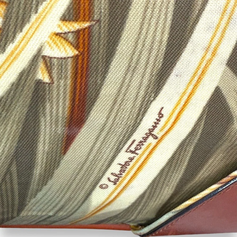 Salvatore Ferragamo Vintage Foldable Canvas and Leather Botanical
